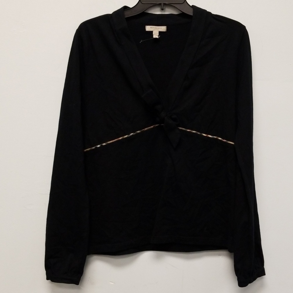 Burberry London Black V-neck Bow Top Size L
